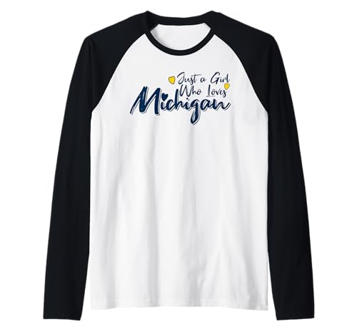 Cute Just A Girl Who Loves Michigan, Women's Girls Fun Raglan von Michigan Women's and Girls Apparel