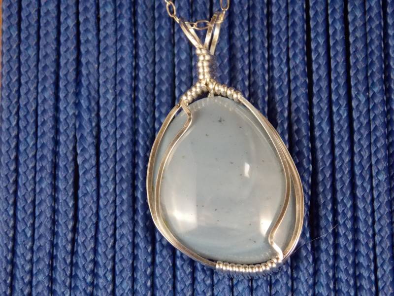 Pfund#457 Ss Leland Blue Stone Anhänger, Draht Umwickelt Mit Massivem Sterlingsilber Pfund#457 Ss Leland Blue Stone Anhänger, Draht Umwickelt Mit Massivem Sterlingsilber von MichiganStones