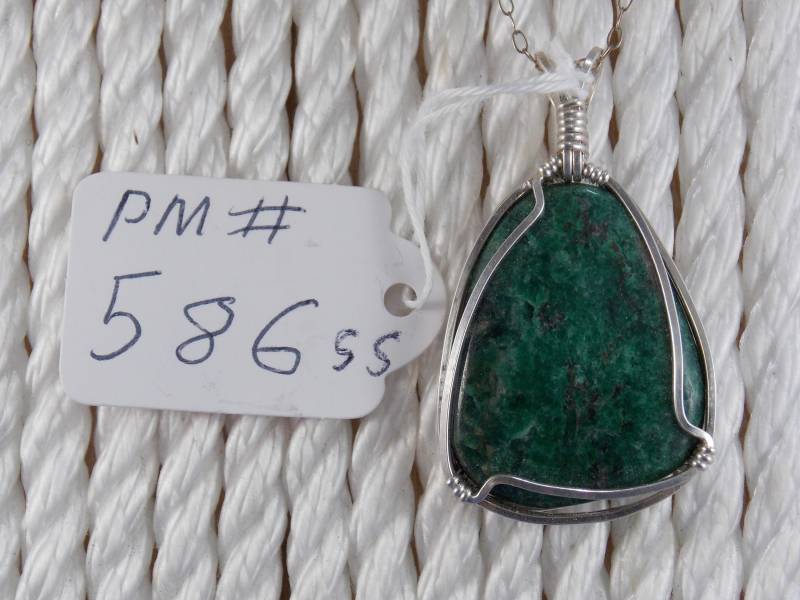 Pm#586 Marmor Anhänger Mit Sterling Silber Draht Umwickelt Pm#586 Marmor Anhänger Mit Sterling Silber Draht Umwickelt von MichiganStones