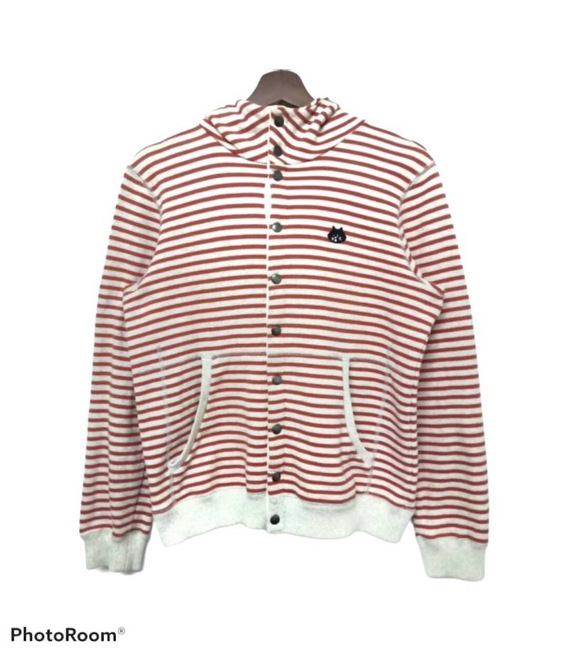 Vintage Ne-Net Gestreifte Varsity Style Jacke Mit Kapuzenpullover von MichikoAkira21
