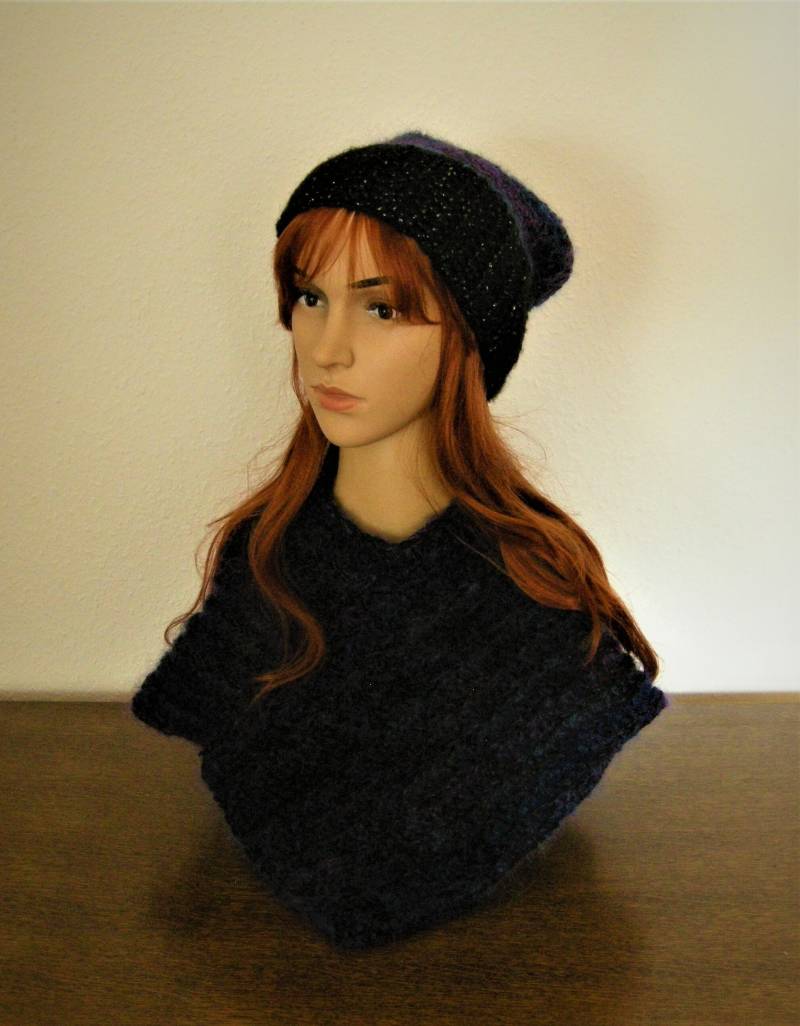 Blauer Mohair Halswärmer + Mütze Im Set, Handgemachte Unikate Blauer Mohair Halswärmer + Mütze Im Set, Handgemachte Unikate von MichisWollbox