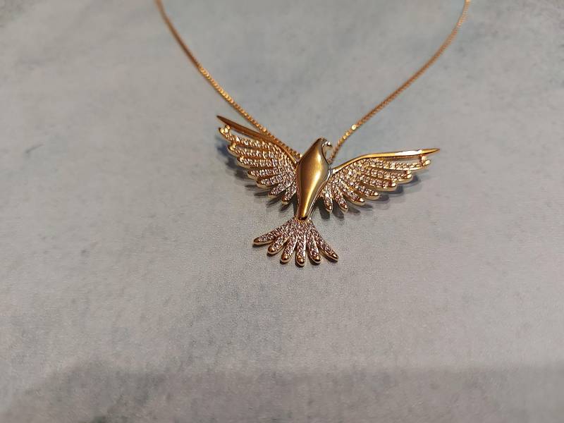 Feine Goldene Halskette 40 + 6 cm Mit Vogel von MichisWollbox