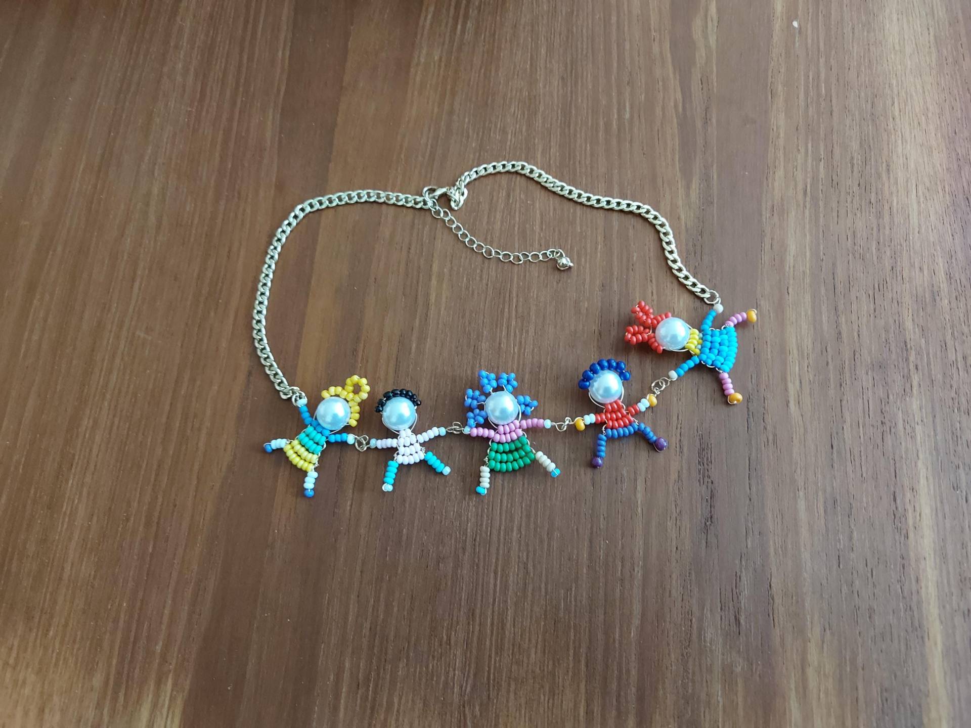 Handgefertigte Halskette Kinder 48 + 8 cm Mit Bunten Perlen Figuren von MichisWollbox