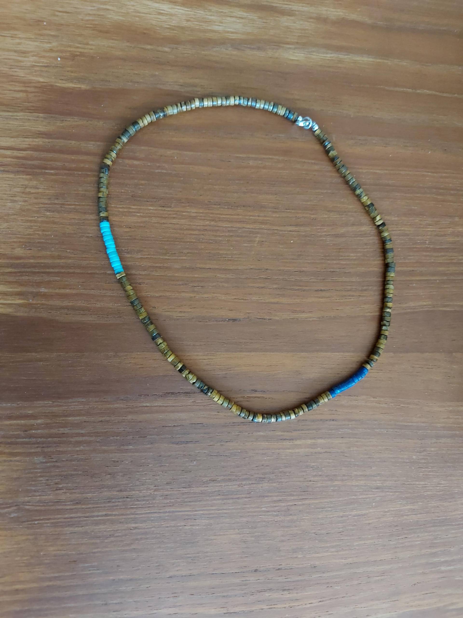 Perlen Halskette 50 cm Mit Tigerauge Rondellen, Türkisen Und Lapislazuli Perlen Halskette 50 cm Mit Tigerauge Rondellen, Türkisen Und Lapislazuli von MichisWollbox
