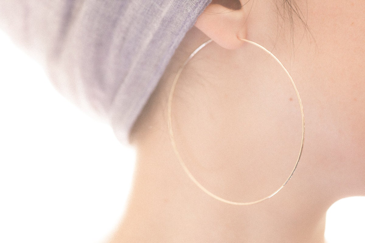 Handgemachte Gold Fill Extra Große Hoop Ohrringe Handgemachte Gold Fill Extra Große Hoop Ohrringe von MichiyoArai