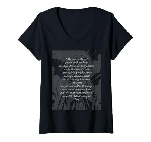 Damen Vater unser T-Shirt mit V-Ausschnitt von Michoo