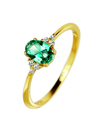 Michooyel 18 Karat vergoldete, zierliche Smaragd-Ringe, ovaler Diamant-Statement-Ring aus Sterlingsilber, niedliche Ringe für Frauen und Mädchen von Michooyel