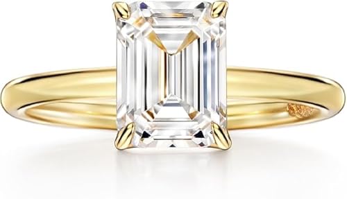 Michooyel 2.0ct Emerald Ring 18K Cubic Zirconia Verlobungsring Damen, Smaragd Schnitt CZ Solitaire Versprechungsringe 925 Sterling Silber Ringe von Michooyel