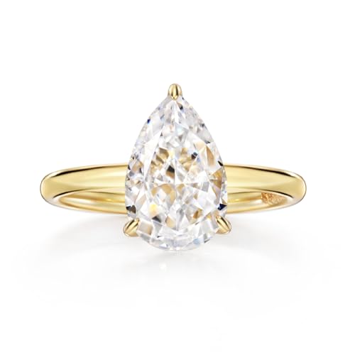 Michooyel 2.0ct Pear Cut Engagement Ring, 18K Cubic Zirconia Verlobungsring Damen, CZ Solitaire Versprechungsringe 925 Sterling Silber Ringe von Michooyel