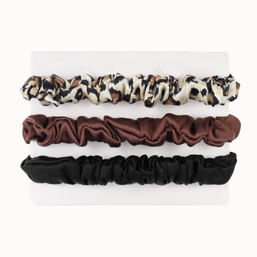 Michooyel 3 Stück Seiden Haargummis Damen 100% reine Maulbeerseide, 1.5MM Mini 16 Momme Seide Haarringe mit Gummiband, Haargummis für Damen Silk Scrunchies von Michooyel