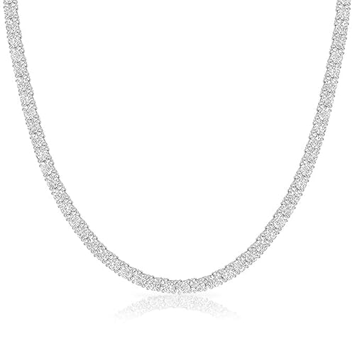 Michooyel Tennis kette 3/4/5/6mm, Gold/Silbrig beschichtet Tennisketten Damen Silber , Iced Out Kette Herren Goldketten Silberkette mit 5A Zirkonia Steine, Hip Hop Kette für Männer Frauen 40-60CM von Michooyel