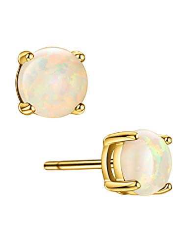 Michooyel Opal Ohrstecker Set 18K Weißgold vergoldeter Edelstahl Rundschliff Zirkonia Ohrstecker Opal für Damen Hypoallergener Schmuck Gold von Michooyel