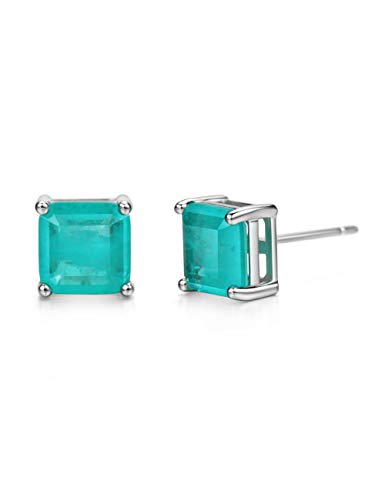 Michooyel S925 2ct Paraiba Ohrstecker Solitär 4 Zinken Fassung Turmalin Ohrringe Edelstein Schmuck für Frauen von Michooyel