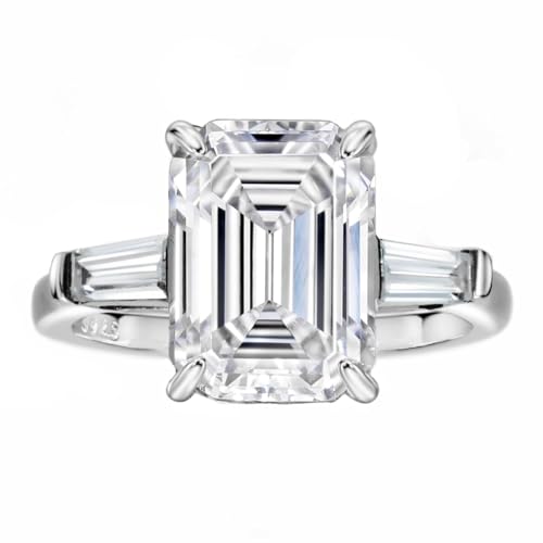 Michooyel S925 4 Karat Smaragdschliff-Kubikzirkonia-Diamant (G, VVS), Verlobungsringe für Frauen, Eheringbänder, Sterlingsilber, edler Brautschmuck für Frauen von Michooyel