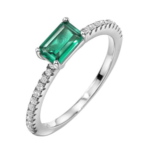 Michooyel S925 4x6mm Lab-created Smaragd Verlobungsring Sterling Silber Ring Zirkonia Feiner Schmuck für Frauen von Michooyel
