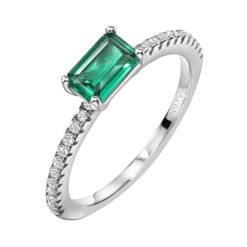 Michooyel S925 4x6mm Lab-created Smaragd Verlobungsring Sterling Silber Ring Zirkonia Feiner Schmuck für Frauen von Michooyel