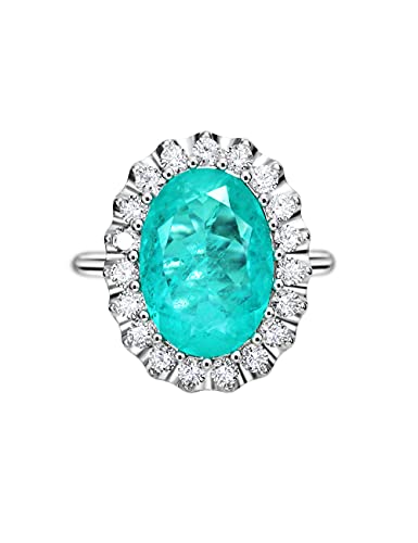 Michooyel S925 6ct Paraiba Oval Cut Versprechensring Verlobungsring Ehering CZ Halo Feiner Schmuck für Frauen von Michooyel