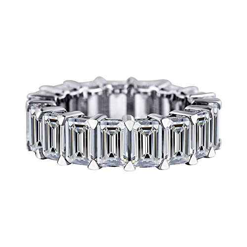 Michooyel S925 6ct Smaragdschliff Diamant Ewigkeitsring Ehering Ring Verlobungsring Sterlingsilber Feiner Schmuck für Frauen von Michooyel