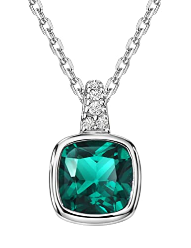 Michooyel Sterling Silber kubische Lab-created Smaragd Anhänger Halskette Kubische Zirkonia Charm Halskette für Frauen Mädchen von Michooyel