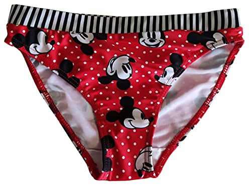Mickey Maus Bikinihose Badehose Badeslip, rot-weiß gepunktet mit Schleife für Kinder, Jungen und Mädchen (128) von Mickey Mouse