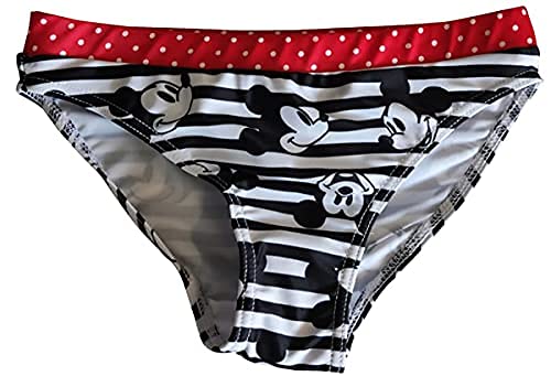 Mickey Maus Bikinihose Badehose Badeslip, schwarz-weiß gestreift mit Schleife für Kinder, Jungen und Mädchen (116) von Mickey Mouse