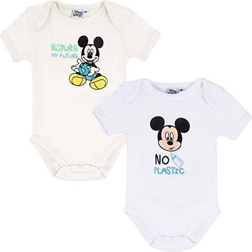 Baby-Strampler mit Micky-Maus-Motiv, 24 Monate, Weiß/Beige, 2 Stück von Mickey Mouse