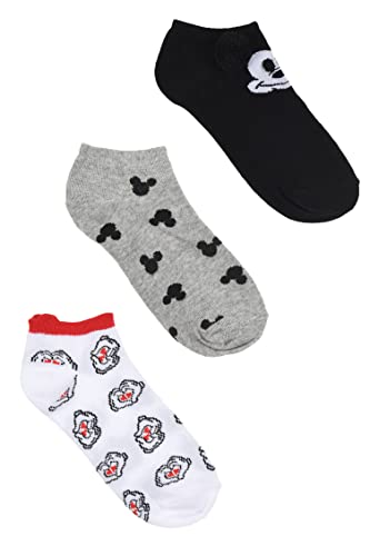 MICKEY MOUSE 3 Paar Socken, niedrig, für Kinder, Socken – Micky Maus in 2 Größen und 3 Farben, Grau; Weiß; Schwarz, 36-38 Taille courte von Mickey Mouse
