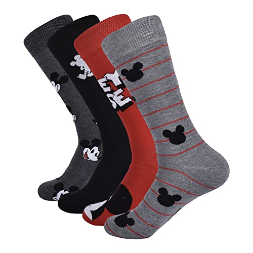 Mickey Mouse Herren Crew-Socken, Hellgrau Heather Geschenk-Set (4 Stück), Einheitsgröße von Mickey Mouse