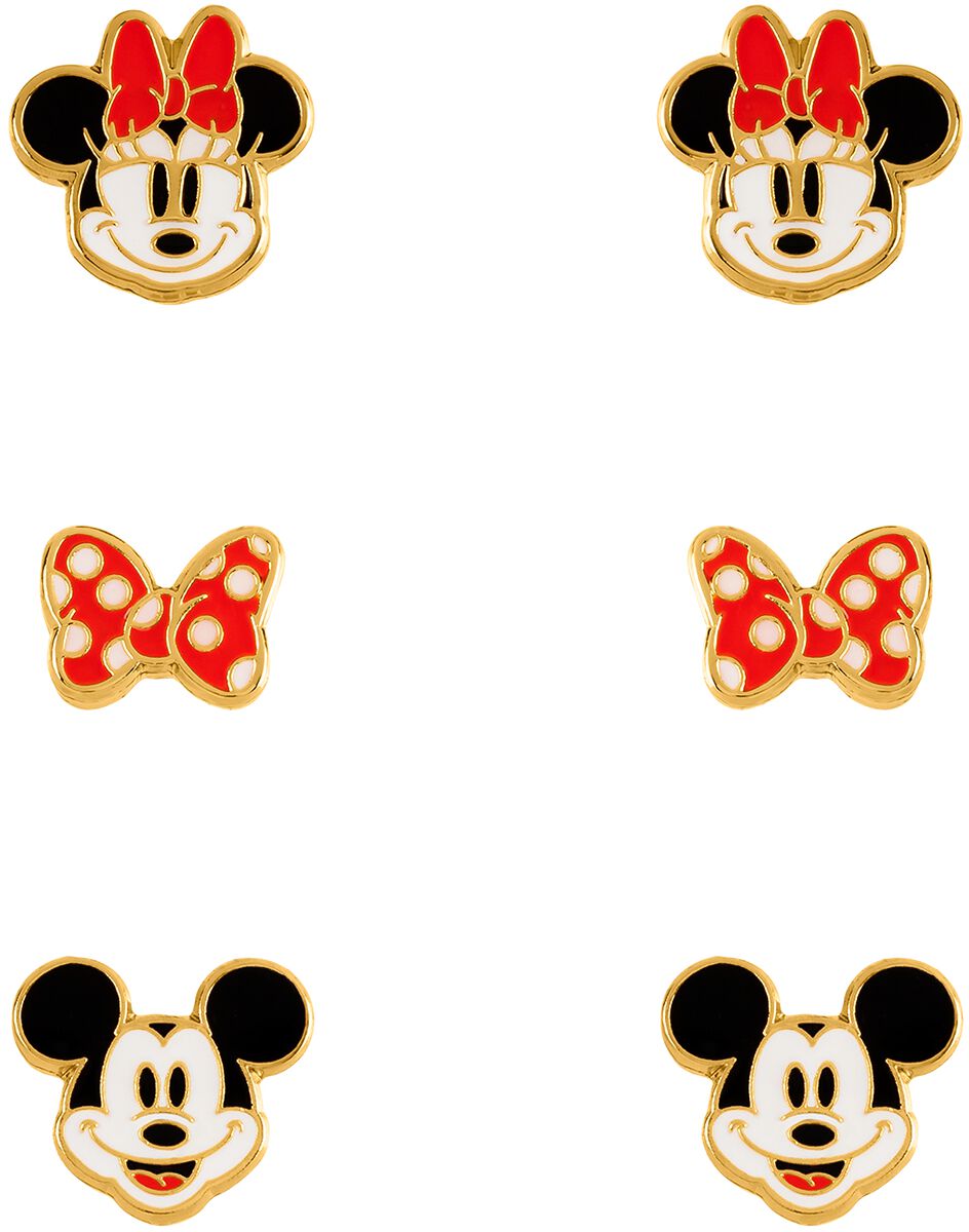 Micky Maus - Disney Ohrstecker-Set - Mickey und Minnie - für Damen - goldfarben  - Lizenzierter Fanartikel von Micky Maus