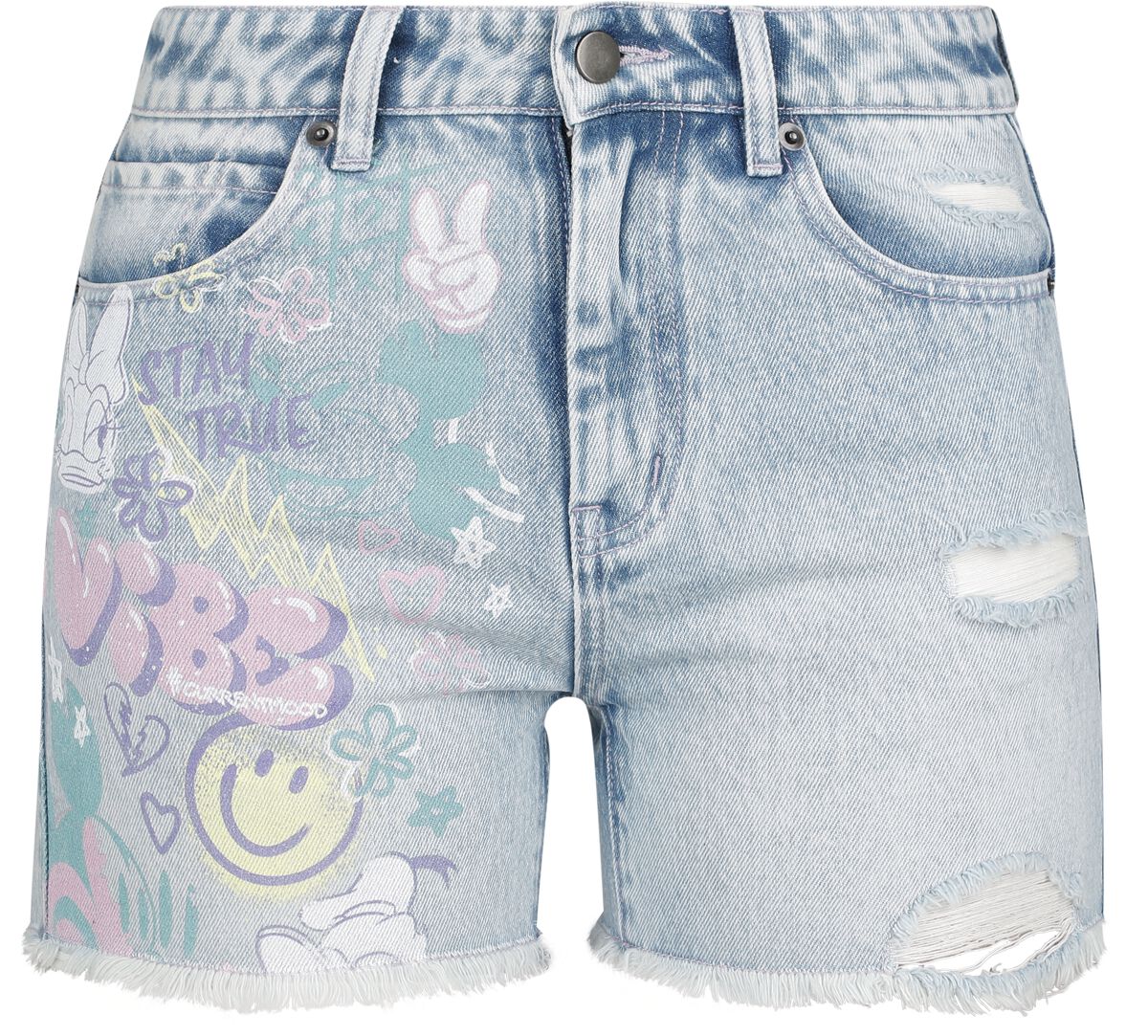 Mickey Mouse - Disney Short - Stay True - 27 bis 31 - für Damen - Größe 31 - washed denim  - EMP exklusives Merchandise! von Mickey Mouse