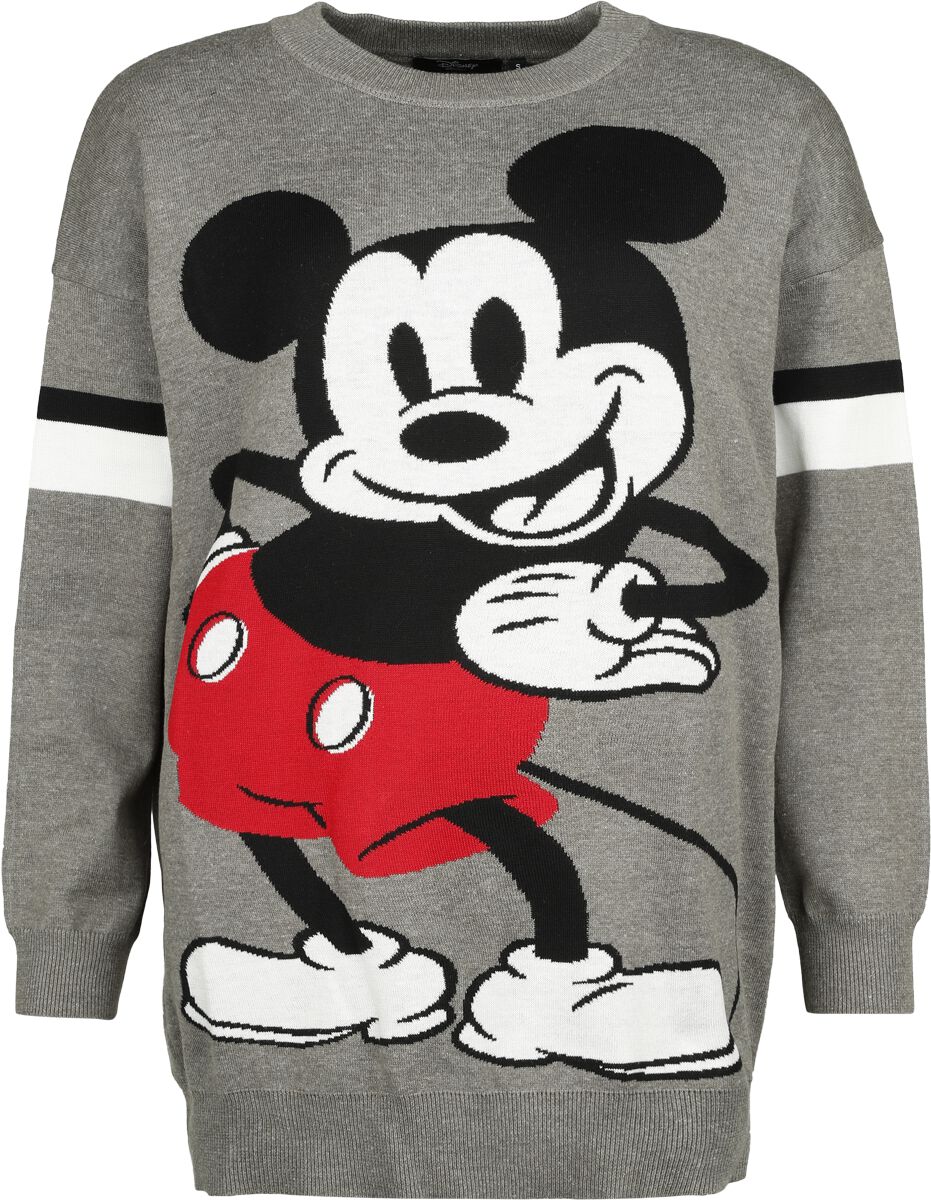 Micky Maus - Disney Strickpullover - Mickey Mouse Stance - S bis XL - für Damen - Größe L - grau  - Lizenzierter Fanartikel von Micky Maus