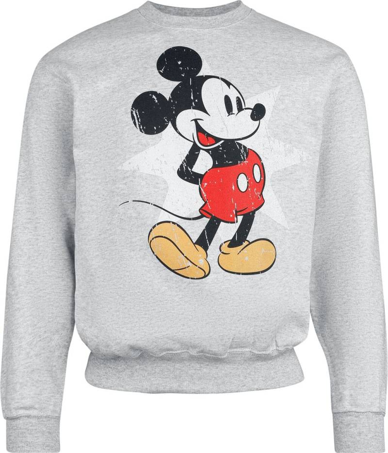 Mickey Mouse - Disney Sweatshirt - Mickey Retro Star - S bis XXL - für Männer - Größe XXL - grau meliert  - Lizenzierter Fanartikel von Mickey Mouse
