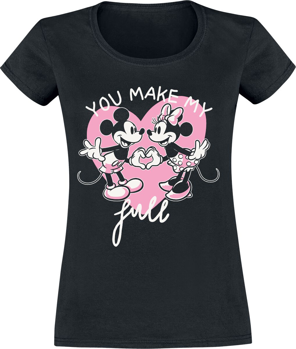 Mickey Mouse - Disney T-Shirt - Mickey And Minnie Mouse - You Make My Heart Full - S bis M - für Damen - Größe S - schwarz  - EMP exklusives von Mickey Mouse