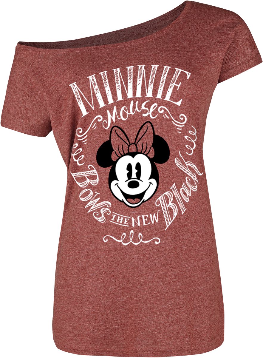 Mickey Mouse - Disney T-Shirt - Minni Maus - Bows - M bis XXL - für Damen - Größe L - rot meliert  - Lizenzierter Fanartikel von Mickey Mouse