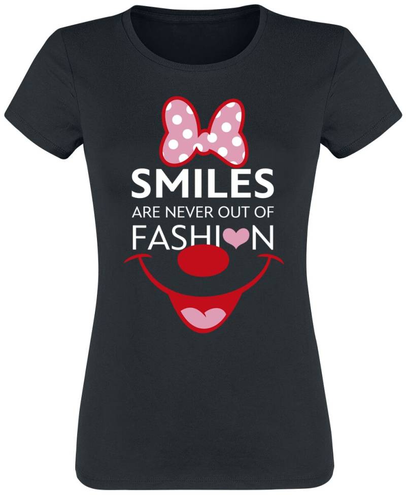 Micky Maus - Disney T-Shirt - Minnie Maus - Smiles Are Never Out Of Fashion - S bis XXL - für Damen - Größe M - schwarz  - Lizenzierter Fanartikel von Micky Maus