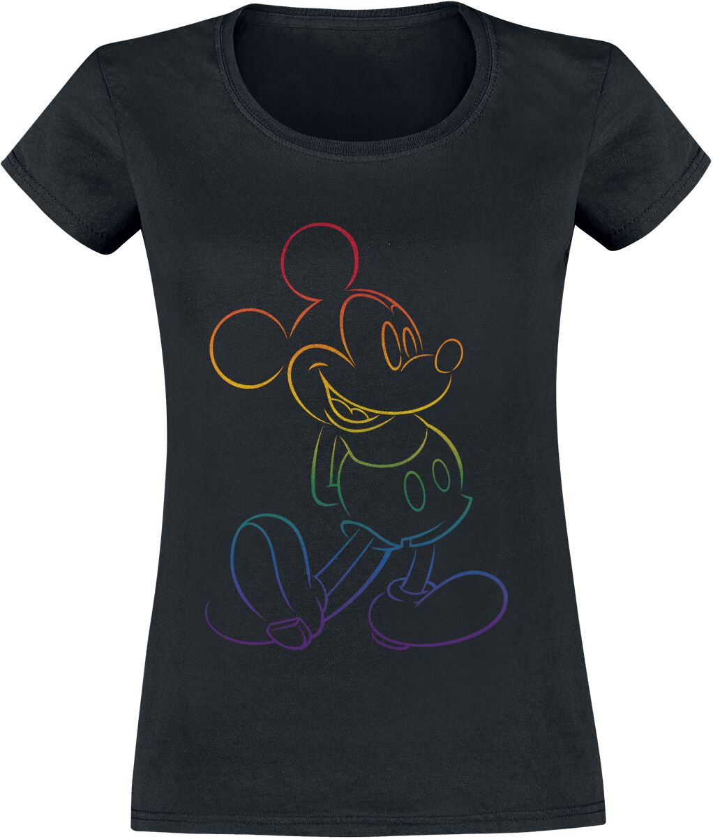 Mickey Mouse - Disney T-Shirt - Rainbow Micky - XL bis XXL - für Damen - Größe XXL - schwarz  - Lizenzierter Fanartikel von Mickey Mouse