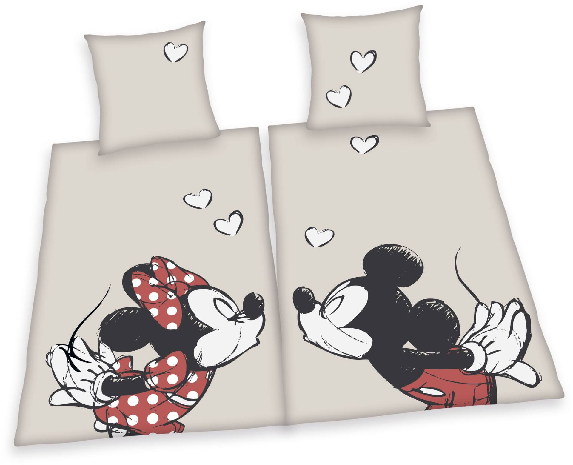 Mickey Mouse Micky und Minnie - Partnerbettwäsche Bettwäsche rosa weiß von Mickey Mouse