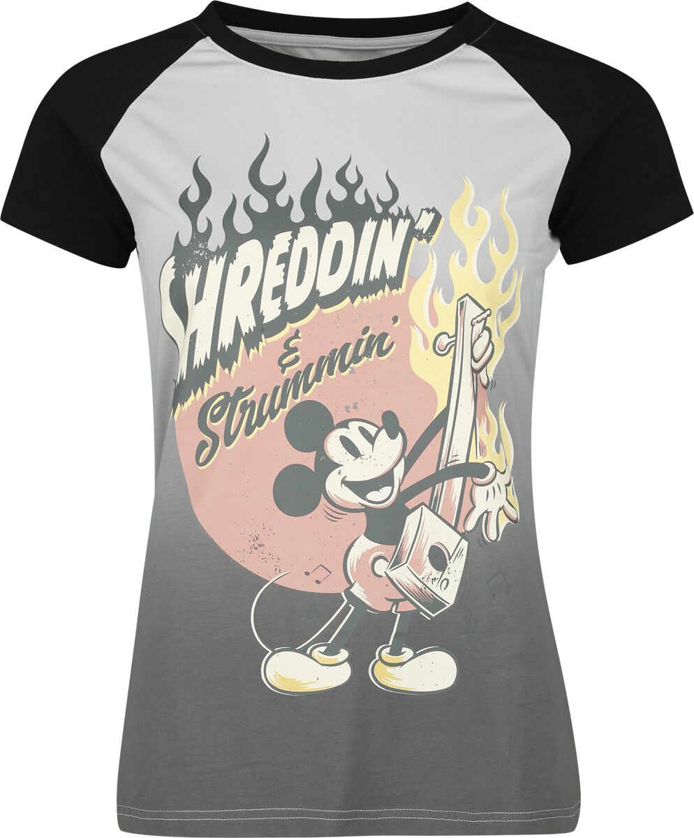 Mickey Mouse Shreddin' & Strummin' T-Shirt schwarz grau in L von Mickey Mouse