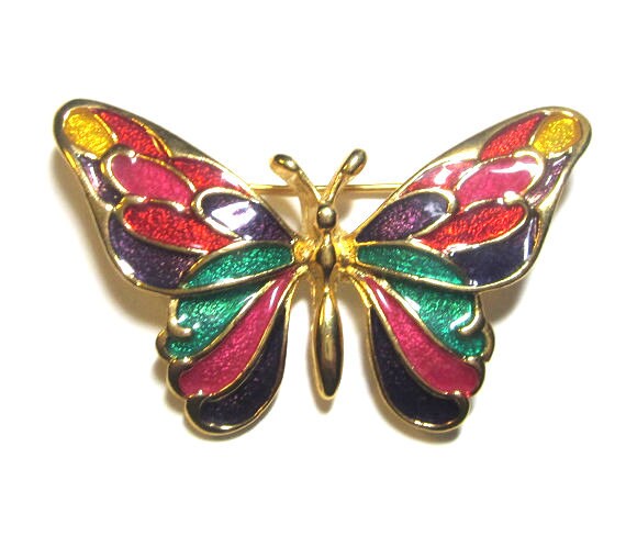 Vintage Mehrfarbiger Emaille Schmetterling von MickisVintageJewelry