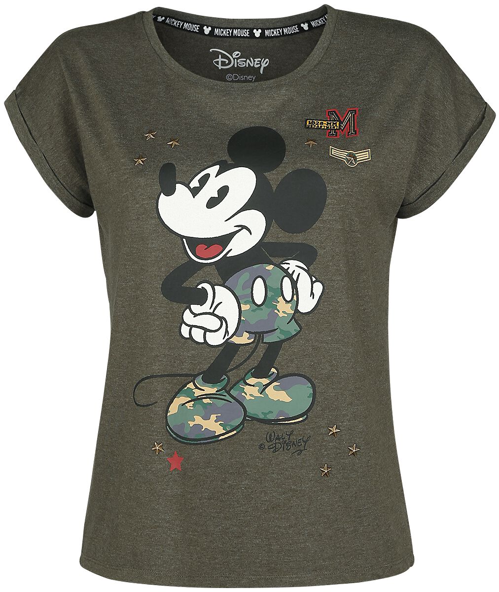 Micky Maus - Disney T-Shirt - Military - S bis XXL - für Damen - Größe XL - khaki  - Lizenzierter Fanartikel von Micky Maus