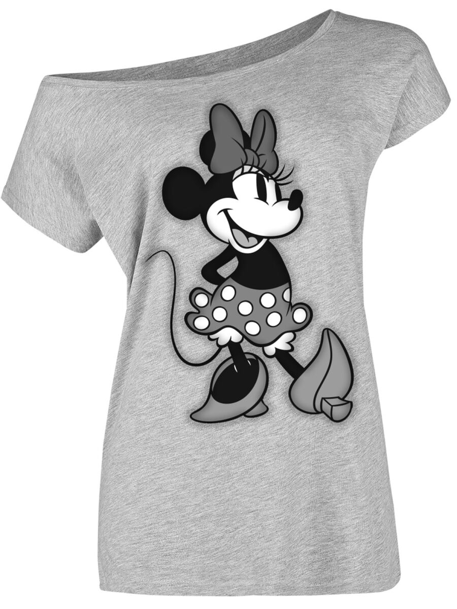 Micky Maus - Disney T-Shirt - Minnie Mouse - Beauty - S bis 3XL - für Damen - Größe XXL - grau  - Lizenzierter Fanartikel von Micky Maus