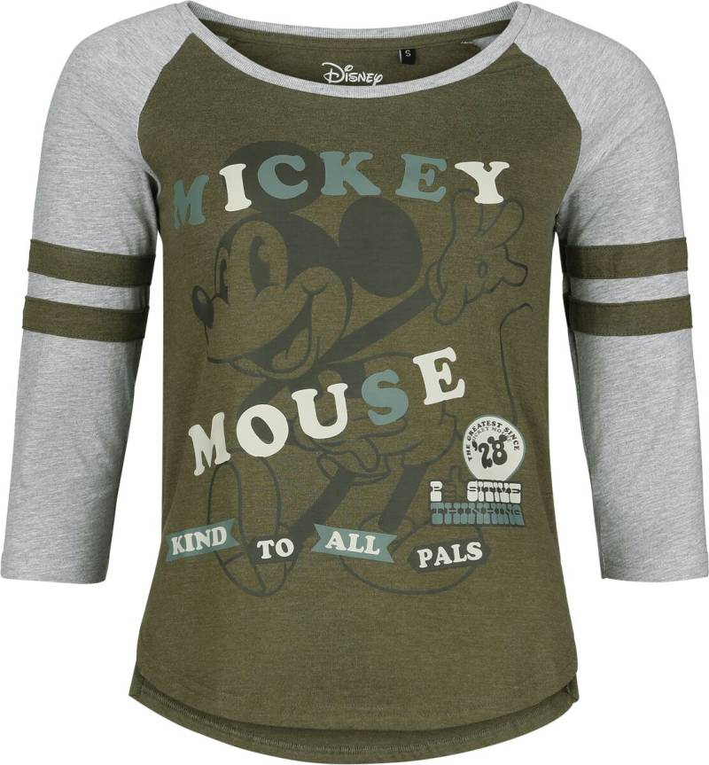 Micky Maus Kind To All Pals Langarmshirt grün grau in M von Micky Maus