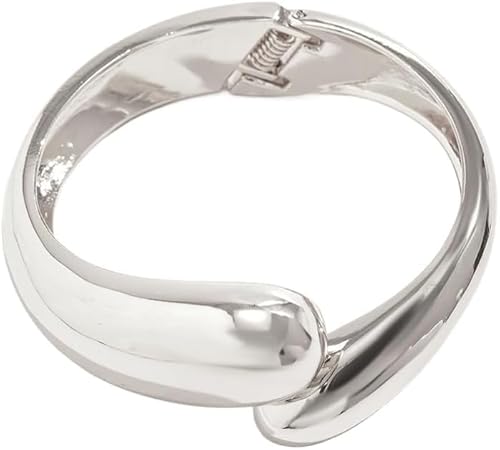 Armreif Damen Gold – Chunky Armband 18K Vergoldet, Breiter Offener Armreif Minimalistisch, Tropfenform Schmuck – Geschenk für Valentinstag, Geburtstag, Hochzeit (Silber 1) von Micmetago