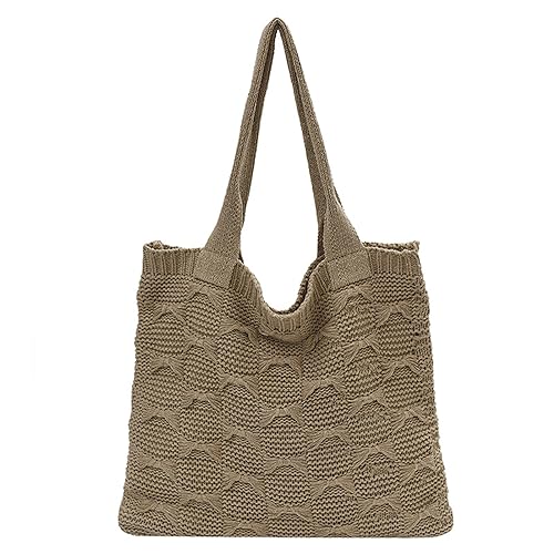 Micmores Handtasche Damen, Einfach Umhängetasche Schultertaschen, Crochet Tasche Damen, Groß Shopper Tasche Tote Bag Strandtasche für Büro Schule Einkauf Reise Alltag von Micmores