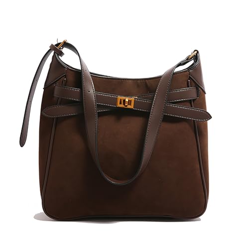 Micmores Handtasche Umhängetasche Damen Wildleder Tasche Damen Groß Crossbody Bag Damen für Arbeiten Frauen Dating Reisen Party Einkaufe (Kaffee) von Micmores