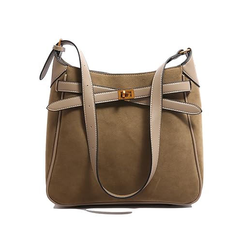 Micmores Handtasche Umhängetasche Damen Wildleder Tasche Damen Groß Crossbody Bag Damen für Arbeiten Frauen Dating Reisen Party Einkaufe (Khaki) von Micmores