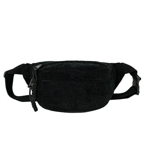 Micmores Umhängetasche Damen, Bauchtasche Damen Klein, Modische Cord Crossbody Bag Damen, Stilvolle & Praktische Brusttasche Gürteltasche Hüfttaschen für Outdoor Sport Reise Laufen Schule (Schwarz) von Micmores