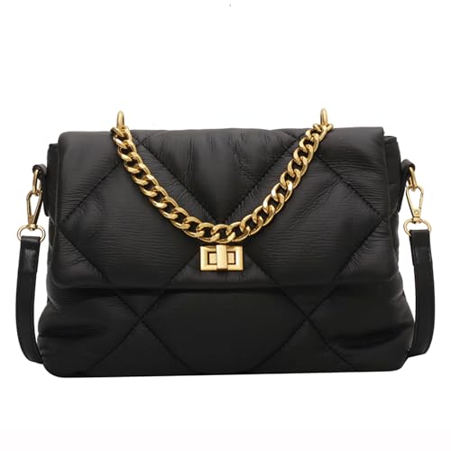 Micmores Umhängetasche Damen Kleine Handtasche Damen PU Leder Crossbody Bag Damen Elegant Gesteppte Schultertasche Abendtasche Kupplung mit Verstellbar Abnehmbar Schultergurt (Black) von Micmores