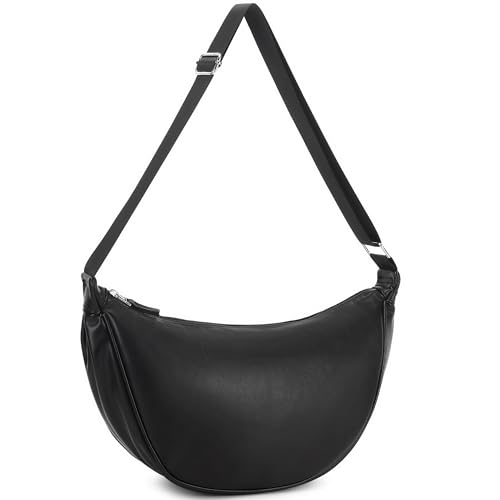 Micmores Umhängetasche Damen PU Leder Crossbody Bag Damen, Handtasche Damen Groß Halbmond Tasche Hobo Bauchtasche, Elegant Schultertasche Geeignet zum Dating Reisen Arbeiten von Micmores