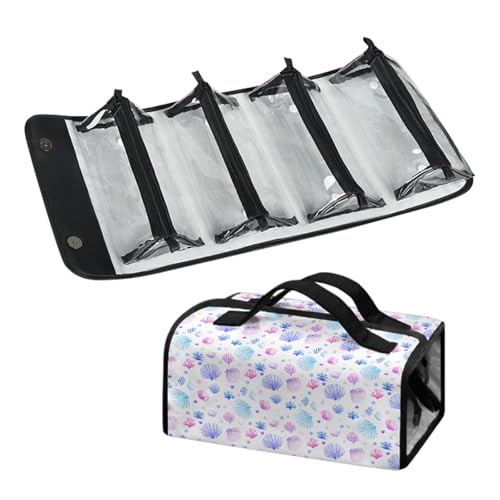 Hängende Roll-Up-Kosmetiktasche Damen Faltbare Aufbewahrungstasche für Make-up mit Abnehmbaren Beuteln wasserdichte Große Kapazität 4-in-1 Toilettenartikel-Set mit Griff Reise-Organizer von Micoklinlin